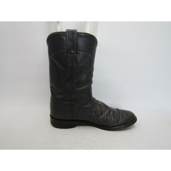 Justin 3025 Mens Size 7.5 B (Narrow Width) Gray Leather Roper Cowboy Boots main image 9